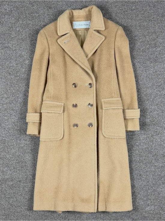 Evan picone Jackets & Blazers - Vintage Evan Picone Tan Camel Double Breasted Wool Coat Women’s Medium Overcoat